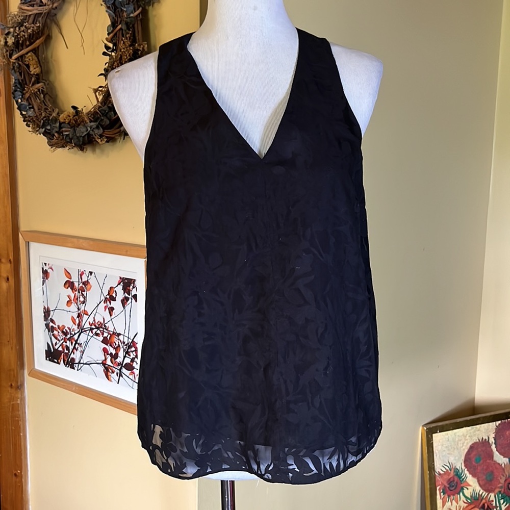 BANANA REPUBLIC Size Small Dual Layer Tank Floral burn-out Weave Cotton $59 NEW